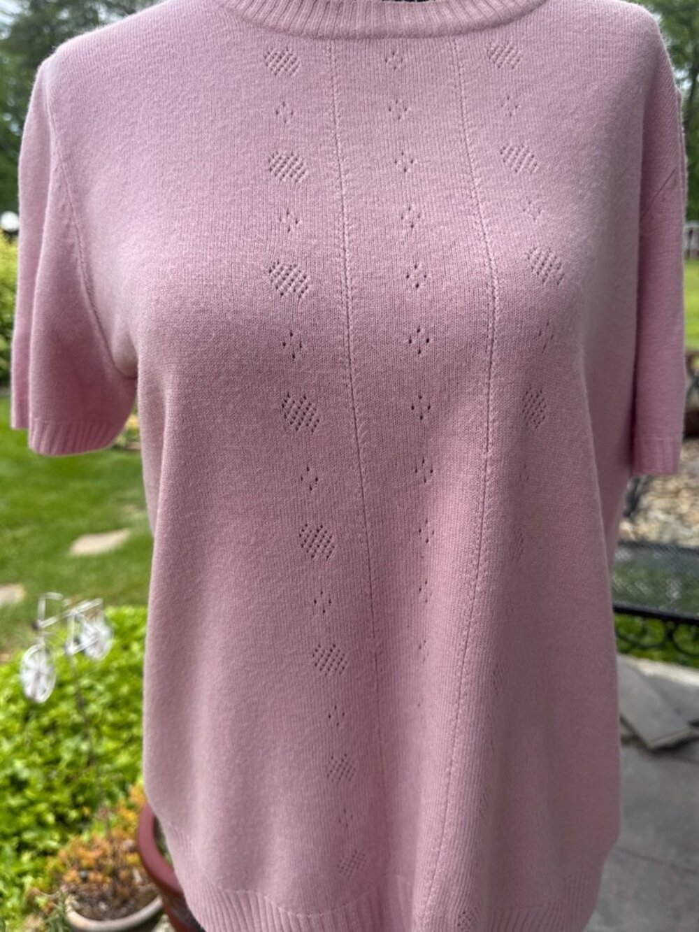 Vintage Koret Pink Twin Set Cardigan Shell Sweater Set Womens M - Picture 2 of 7